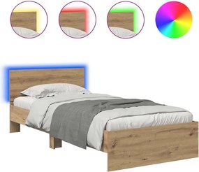 vidaXL Σκελετός Κρεβατιού Artisan Oak 90 x 190 cm Επεξεργασμένο Ξύλο