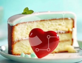 Σετ των 2 Intra Συλλεκτικό Ξύλινο Παζλ Plywood 4mm - Φέτα κέικ με στολίδι καρδιάς Σε Ξύλινο Κουτί - Διαστάσεις: 10x10 cm – 25 κομμάτια