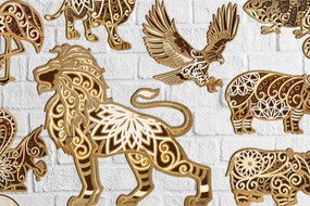 Σετ των 3 Intra απο ξύλο plywood 3mm-4mm πάχος ζώων, 8 Δίασταση 15x15 cm INTRAFABR-30309368