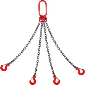 VEVOR 4 Legs Chain Sling with Sling Hook G80, 8MM X 1M Lifting Chain Slings, Chain Hanging with Shortners Crane Grade 80 4T/ 8800LBS, Heavy Duty Lifting Chain Sling with Hooks