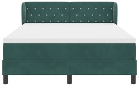 vidaXL Κρεβάτι Box Spring με Στρώμα Σκούρο Πράσινο 160x200 cm Βελούδο