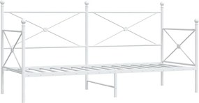vidaXL Κρεβάτι ημέρας χωρίς στρώμα Λευκό 90x200 cm Ατσάλι