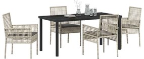 vidaXL Σέτ φαγητού για κήπο 5 pcs Ανοιχτό γκρι συνθετικό ρατάν