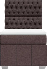 vidaXL Κρεβάτι Boxspring με Στρώμα Σκούρο Καφέ 90x200 εκ. Υφασμάτινο