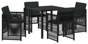vidaXL Set κήπου 5 τεμαχίων  με μαύρα μαξιλάρια και πολυρατάν.