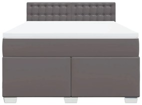 vidaXL Κρεβάτι Boxspring με Στρώμα Γκρι 140x200εκ. από Συνθετικό Δέρμα