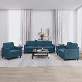 vidaXL Σετ Καναπέ 3 Τεμαχίων Μπλε Βελούδο