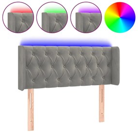 vidaXL Κεφαλάρι Κρεβατιού LED Ανοιχτό Γκρι 103x16x78/88 εκ. Βελούδινο