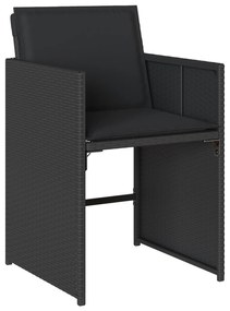 vidaXL Σετ 9 κομματιών κήπου  με μαξιλάρια Μαύρο Πολυ ρατάν