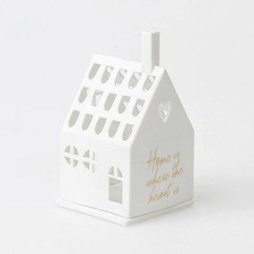 Πορσελάνινη Βάση Για Ρεσώ Light House Home Is Where The Heart Is LBTRD0017438 8x7,2x13cm White Raeder