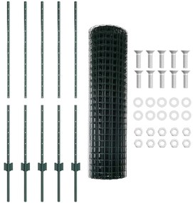 vidaXL Τείχος και Πόστ Πράσινο 1,2 x 10 m Ατσάλι