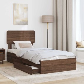 vidaXL Κρεβάτι Αποθήκης Καφέ δρυς 75 x 190 cm Επεξεργασμένο ξύλο