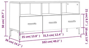 Έπιπλο Τηλεόρασης Γκρι Sonoma 102 x 36 x 50 εκ. Επεξεργ. Ξύλο - Γκρι