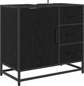 vidaXL Σετ Επίπλων Μπάνιου με ράφι 2 pcs Μαύρη Οξυά Επεξεργασμένο ξύλο