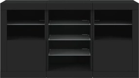 vidaXL Μπουφές με LED Μαύρος 123 x 37 x 67 εκ.