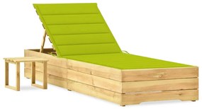 vidaXL Ξαπλώστρα Κήπου από Εμποτ. Ξύλο Πεύκου με Τραπεζάκι & Μαξιλάρι