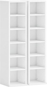 204 Ράφια αποθήκευσης CD Σετ 2, Blu-Ray Tower Stand με ρυθμιζόμενα ράφια, Organizer ραφιών, Λευκό