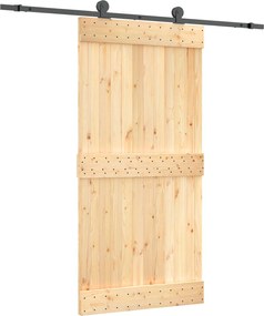 vidaXL Συρόμενη Πόρτα Φυσικό και Μαύρο 100 x 210 cm