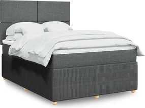 vidaXL Κρεβάτι Boxspring με Στρώμα Σκούρο Γκρι 140x200 εκ Υφασμάτινο