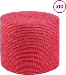 vidaXL 10 τμχ. 2 mm Κόκκινο 100% Τζούτα Tossa
