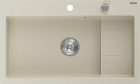 Mexen Omar νεροχύτης γρανίτης, 1 τμήμα, 800 x 480 χιλ., μπεζ, σιφόνι χρώμιο