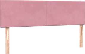 vidaXL Κρεβάτι Boxspring με Στρώμα &amp; LED ροζ 140x220 cm Βελούδινο
