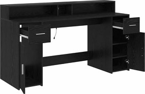 vidaXL Γραφείο με ράφι Μαύρη δρυς 160 x 55 x 91 εκ. Επεξεργασμένο ξύλο