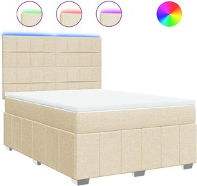 vidaXL Κρεβάτι Boxspring με Στρώμα Κρεμ 140x190 εκ. Υφασμάτινο