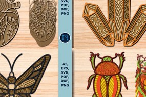 Σετ των 2 Intra απο ξύλο plywood 3mm-4mm πάχος πολλαπλών στρώσεων BOHO Δίασταση 15x15 cm INTRAFABR-75328725