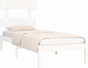 vidaXL Πλαίσιο Κρεβατιού Λευκό 90 x 190 εκ. Μασίφ Ξύλο Single