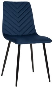 DINING CHAIR LATRELL  BLUE VELVET &amp; BLACK METAL LEGS 43x54x88Hcm.