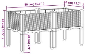 ΖΑΡΝΤΙΝΙΕΡΑ ΚΗΠΟΥ ΜΕ ΠΟΔΙΑ ΓΚΡΙ 80X40X42 ΕΚ. ΑΠΟ ΠΟΛΥΠΡΟΠΥΛΕΝΙΟ 367891