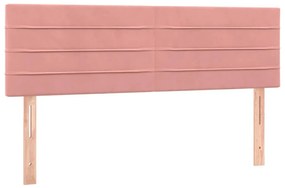 vidaXL Κρεβάτι Boxspring με Στρώμα &amp; LED Ροζ 140x190 εκ. Βελούδινο