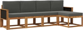 vidaXL Σειρά Καναπέ Εξωτερικού 5 pcs Φυσικό και Ανθρακί Πολυεστέρας