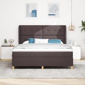 vidaXL Κρεβάτι Box Spring με Στρώμα Σκούρο Καφέ 180x200 εκ Ύφασμα