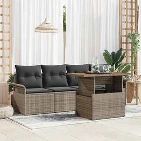 vidaXL Σετ Καναπέ Κήπου με αποθήκευση 5 pcs Γκρι Πολυ ράταν
