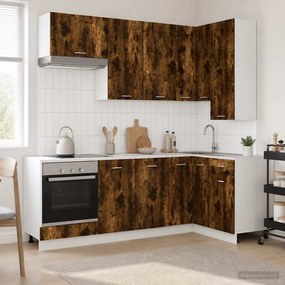 vidaXL Μονάδα κουζίνας LYON 8 pcs Καπνισμένο Ξύλο Δρυός