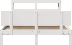 vidaXL Πλαίσιο Κρεβατιού Κεφαλάρι Λευκό 150x200εκ Μασίφ Πεύκο