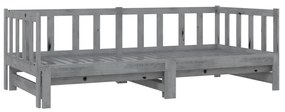 vidaXL Καναπές Κρεβάτι Γκρι 2 x (90 x 200) εκ. από Μασίφ Ξύλο Πεύκου