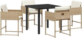 vidaXL Σέτ φαγητού για κήπο 5 pcs Μπεζ συνθετικό ρατάν