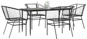 Σετ Τραπεζαρίας Κήπου 5 Τεμαχίων Μαύρο Συνθετικό Ρατάν/Γυαλί