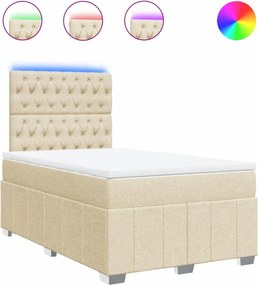 vidaXL Κρεβάτι Boxspring με Στρώμα Κρεμ 120x190 εκ. Υφασμάτινο
