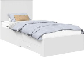 vidaXL Σκελετός Κρεβατιού Λευκό 90 x 190 cm Επεξεργασμένο ξύλο