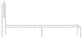 vidaXL Πλαίσιο Κρεβατιού με Κεφαλάρι Λευκό 107 x 203 εκ. Μεταλλικό