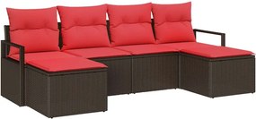 vidaXL Σετ Καναπέ 6 pcs Καφέ συνθετικό ρατάν