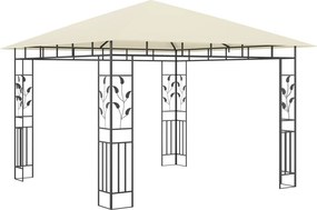 vidaXL Κιόσκι με Σήτα και Φωτάκια LED Κρεμ 3 x 3 x 2,73 μ.