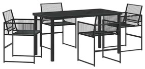 vidaXL Σέτ φαγητού για κήπο 5 pcs Μαύρο Χάλυβας με επίστρωση πούδρας