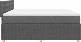 vidaXL Κρεβάτι Boxspring με Στρώμα Σκούρο Γκρι 200x200 εκ. Υφασμάτινο