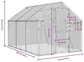 vidaXL Κλουβί Ανθρακί 1,79 x 3 x 1,85 μ. από Αλουμίνιο