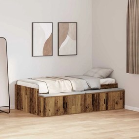 vidaXL Κρεβάτι αποθήκευσης Παλαιού Ξύλου 90x200 εκ.